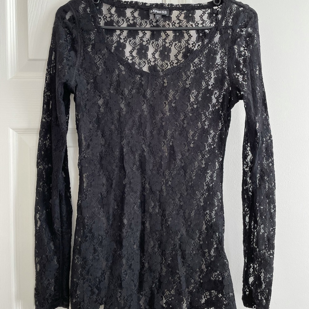 Express Black Lace Shirt.